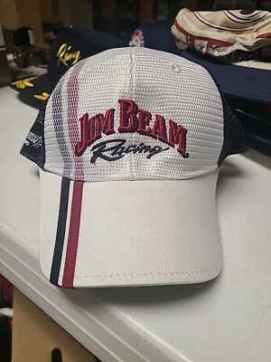 Gorra/sombrero de malla Jim Beam Racing para hombre Robby Gordon blanco negro #7 nuevo sin etiquetas Foto 1 de 4