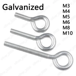 Ganchos de ojo de acero galvanizado pernos de ojo torneado M3 M4 M5 M6 M8 M10 - Imagen 1 de 6