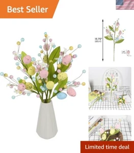 Artificial Easter Flower, 3 Pcs Easter Spray with Eggs and Colorful Berries D... - Picture 1 of 8