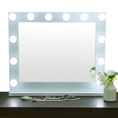 White Beauty Mirror Dimmer Hollywood Makeup Vanity Mirror with Light Stage Large Foto 1 de 4