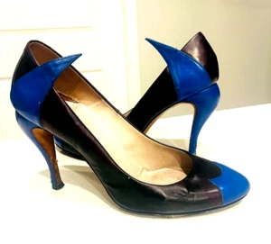 FENDI Black/Blue Leather Designer High-Heel, Classic Pumps Size 36.5 - Picture 1 of 15