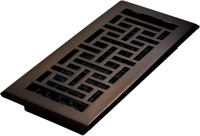 Decor Grates AJH410RB Oriental Floor Register Rubbed Bronze 4 X 10 inch