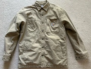 Carhartt Rugged Flex Rigby Shirt Jacket Men's Size M Fleece Blanket Lined Beige - Picture 1 of 10