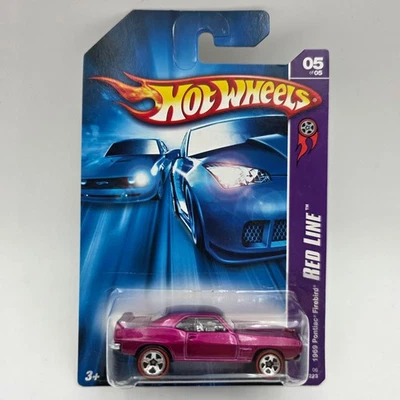 Pontiac Firebird 1969 Hot Wheels Red Line coche fundido a presión púrpura cardado coleccionable Foto 1 de 4