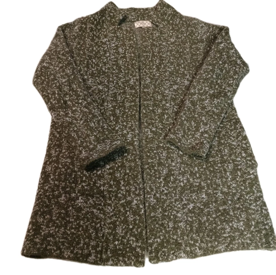 Mia Mai Italia Mohair Mezcla Lana Suéter Abrigo Cárdigan Plumero Verde Moteado L Foto 1 de 4