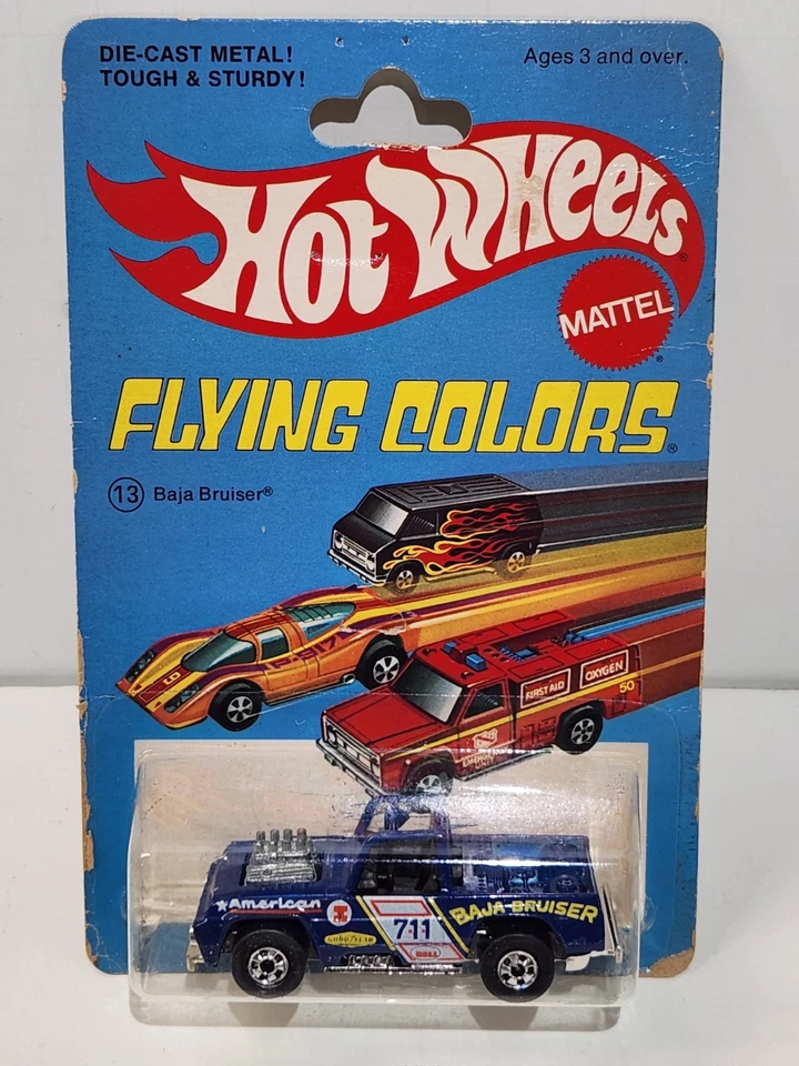 Hot Wheels Vintage Baja Bruiser Blue Flying Colors HTF Blackwalls 1977 - Image 1 of 4