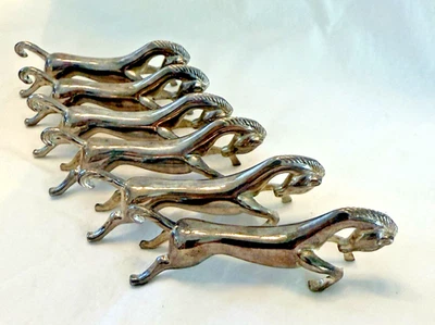 Juego de 6 reposacuchillos estilo Art Deco plata caballo rampante Foto 1 de 4