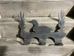 Stahl, Ente im Schilf, Wandgarderobe / Hutablage, sehr cool - Bild 1 von 4