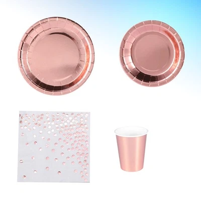  34 Stück Einweggeschirr Kit Pappteller Tasse Servietten Set Mode Geschirr - Bild 1 von 4