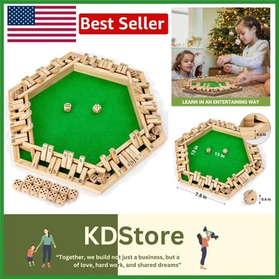 Upgraded 6-Player Wooden Shut The Box Game - Educational & Family Fun - Image 1 of 4