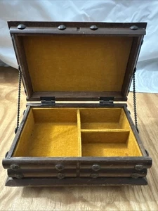 Rustikales Schmuckkästchen mit Samt Ocre Innen Organizer - Bild 1 von 6