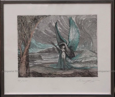 ERNST FUCHS "Leda mit dem Schwan" sign. Farbradierung 69/250 mit Rahmen - Bild 1 von 4