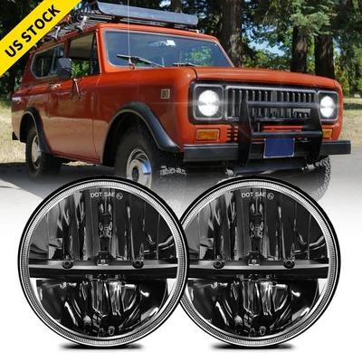 2x Faros LED redondos de 7" alto/bajo punto para International Harvester Scout II 1973-80 Foto 1 de 4