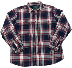 Woolrich Herren Flanell Langarm Hemd Gr. LARGE Navy Rot Weiß Workwear - Bild 1 von 8