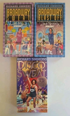 RICHARD SIMMONS BROADWAY BLAST OFF, BROADWAY SWEAT, DISCO SEALED VHS LOT OF 3 - Image 1 of 2