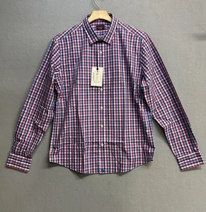 NWT UNTUCKit Button Up Shirt Blue Red Plaid Redding WF Slim Men’s Size Large - Picture 1 of 7