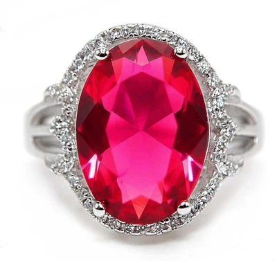 6CT Treated Ruby & Topaz 925 Solid Sterling Silver Ring Jewelry Sz 9 - Image 1 of 3