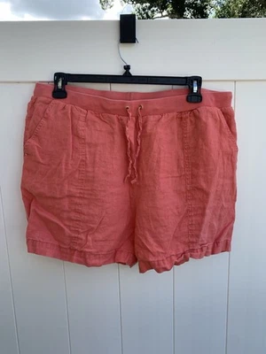 Pantalones Cortos Ellen Tracy Mujer Talla XL 100% Lino Costero Playa Rosa Cordón Foto 1 de 4