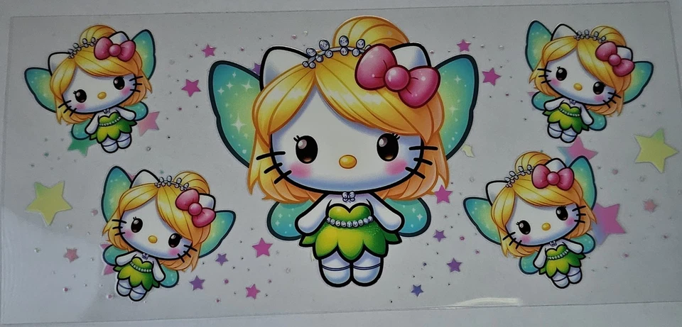  Hello Kitty одетый как Динь-Динь УФ DTF чашка передачи обертки - Изображение 1 из 1