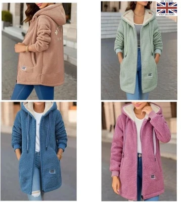 Winter Women Thick Comfy Long Fleece Sherpa Parka Coats Warm Hooded Jacket 2025 - Image 1 of 4
