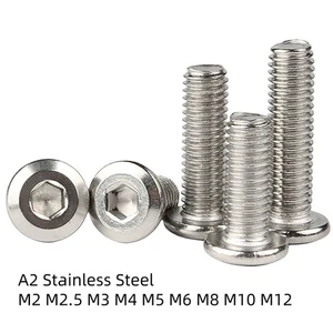 Flat Pan Head Screws A2 Stainless Steel Hex Allen Socket Bolts M2 M2,5 M3 M4-M12 - Picture 1 of 13