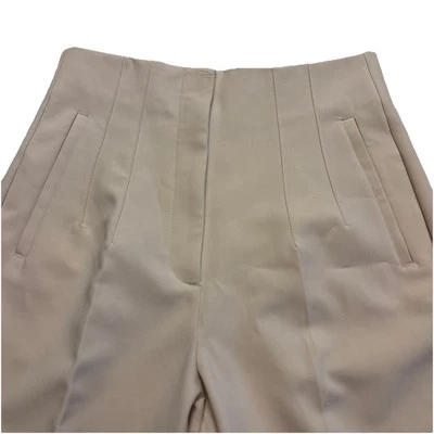 Calça Zara de cintura alta feminina creme perna cônica tamanho M nova com etiquetas - Imagem 1 de 4