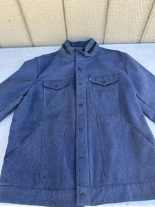 Levi's Soft Shell Stand Collar Commuter Trucker Jacket, Denim Heather SZ Large - Picture 1 of 15