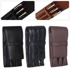 Leather Pen Pockets 3 Pockets Pen Case Casual Pencil Holder Pouch  Pencil