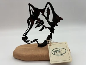 Wolf  Metal Figurine Metal Work Sandstone Base Statue Art Lazart - Picture 1 of 9