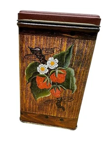 Pair vintage J.L. Clark canister tin with strawberries - Picture 1 of 4