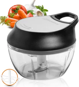Manual Food Processor Vegetable Chopper, Portable Hand Pull String Garlic Mincer - Picture 1 of 12