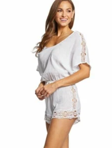 La Blanca Swimsuit Cover Up Island Fare Scoop Neck Romper White, L - Picture 1 of 5
