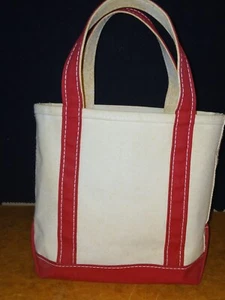 Vintage L.L. Bean Freeport Maine Boat & Tote Canvas Tote Bag Small 10"x11"x4" - Picture 1 of 19