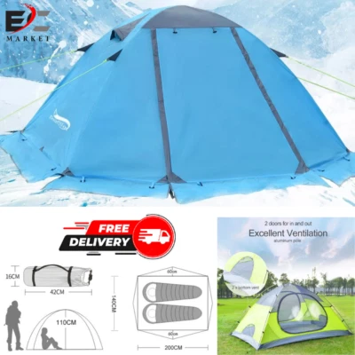 Tienda de Invierno Viento Nieve Falda 4 Temporadas Exterior Camping 2 Personas Senderismo Clima Frío Foto 1 de 4