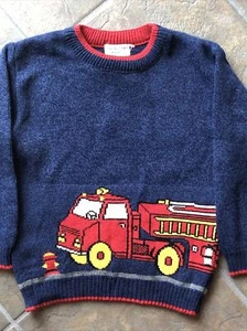 Vintage FIRE TRUCK Covington brand sweater size M 5/6 boys with tags - Picture 1 of 5