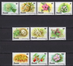 Rwanda 1981 complete Flower set Scott #1009-1018 clean MNH OG - Picture 1 of 1