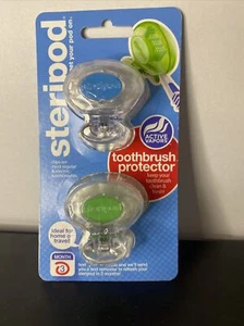 2 Pack Steripod Clip On Toothbrush Pod Protector Sanitizing Case Green Blue NEW - Picture 1 of 2