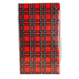 Mistle Bow Christmas Red Tartan Plaid 3 Ply Paper Guest Dinner Napkins 40 Count - Picture 1 of 1