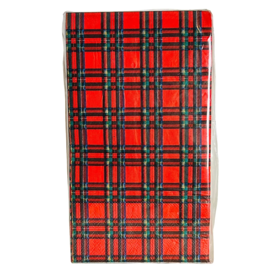 Mistle Bow Christmas Red Tartan Plaid 3 Ply Paper Guest Dinner Napkins 40 Count - Image 1 of 1
