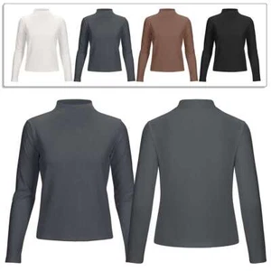 Women's Mock Turtle Neck Long Sleeve Tops Basic Classic Layering Shirt Winter - Picture 1 of 16