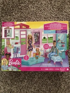 Barbie Dollhouse Portable Furnished House Playset with Pool and Accessories - Picture 1 of 3