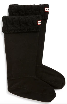 Hunter L14126 Womens Black Original Tall Cable Knit Cuff Welly Boot Socks Size M - Image 1 of 3