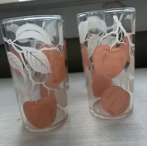 MCM Set Of 4 Libbey Frosted Apples On Branches 8 Oz Drinking Glasses - Picture 1 of 7