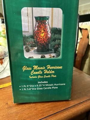 DE COLECCIÓN AZULEJO DE VIDRIO ÁMBAR MOSAICO CANDELABRO PLACA BASE DE VIDRIO HURACANADO Foto 1 de 4