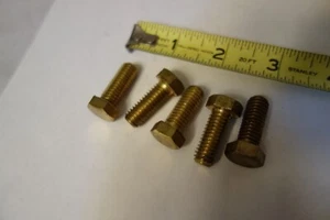 (Quantity of 10) Hex Head Solid BRASS Bolts Screws 3/8-16 x 1" - Picture 1 of 5
