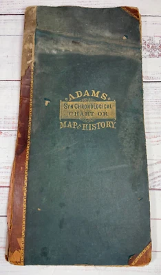 Vintage Adams Syn Chronological Chart Or Map of History Book Oversized Distress - Image 1 of 4