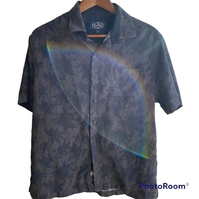 Camisa de salón hawaiana Nat Nast para hombre talla M mezcla seda palmeras negras Foto 1 de 4