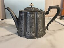 Vtg H.W. Ltd Teapot - Pewter? Silver plated? Cartouche not engraved