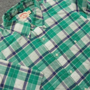 Brooks Brothers Shirt Mens Extra Large Green Plaid Short Sleeve Pocket Preppy - Picture 1 of 7