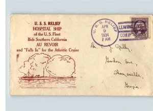 U.S.S. RELIEF Hospital Ship, "Leaving But Coming Back" slogan, 1934 - Picture 1 of 1